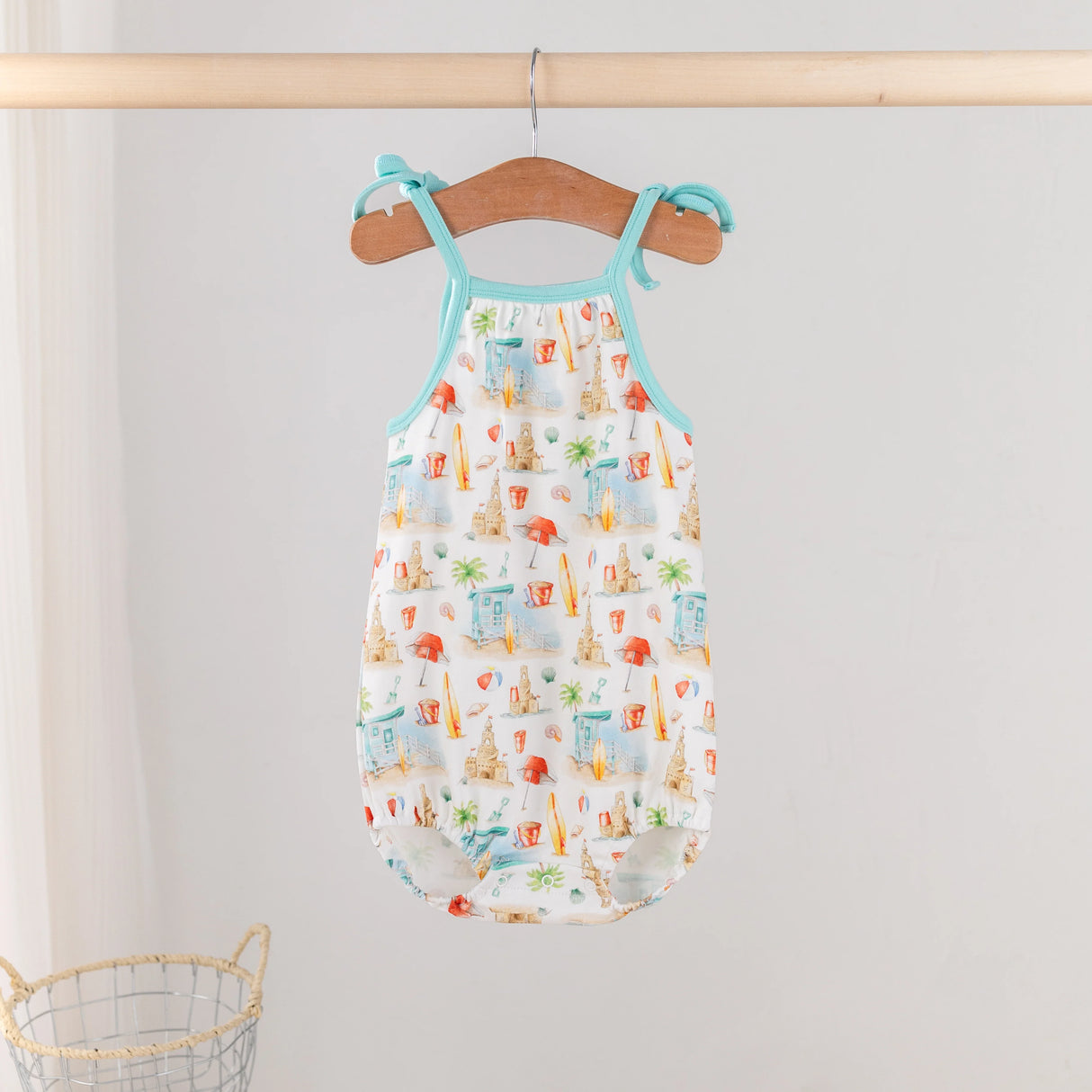 Nola Tawk Beach Day Organic Cotton Shoulder-Tie Onesie
