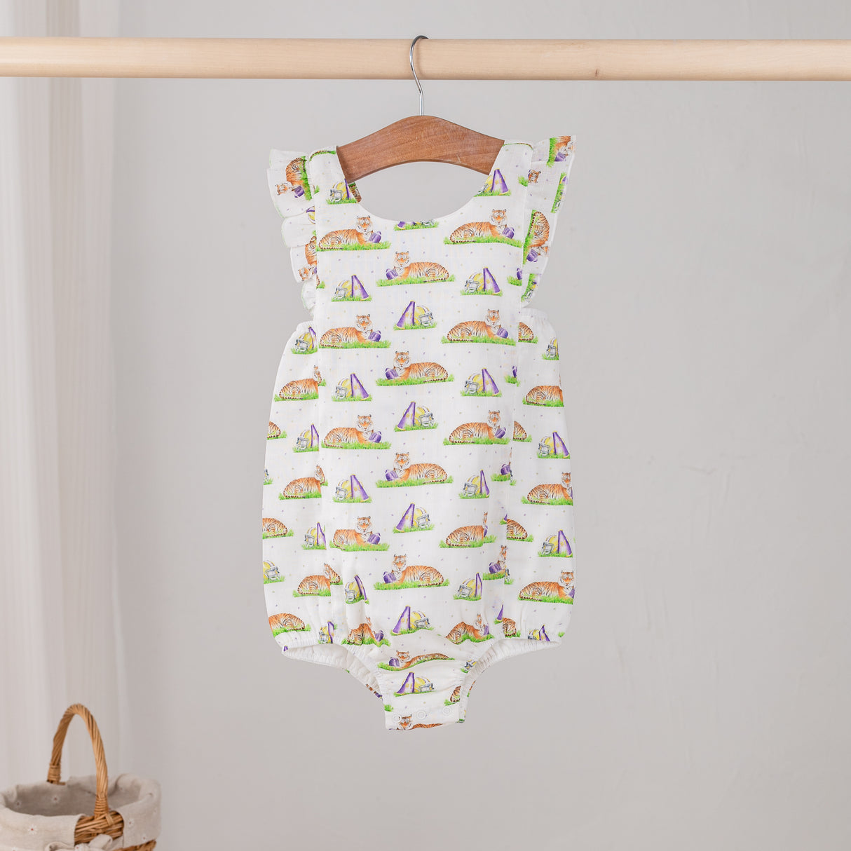 Nola Tawk Mascot Mania in Louisiana Organic Muslin Bubble Romper