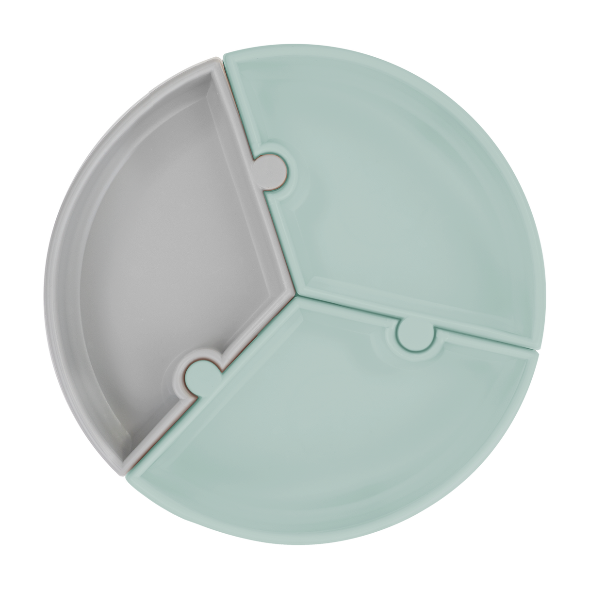 MinikOiOi Puzzle Silicone Suction Plate | River Green / Powder Gray