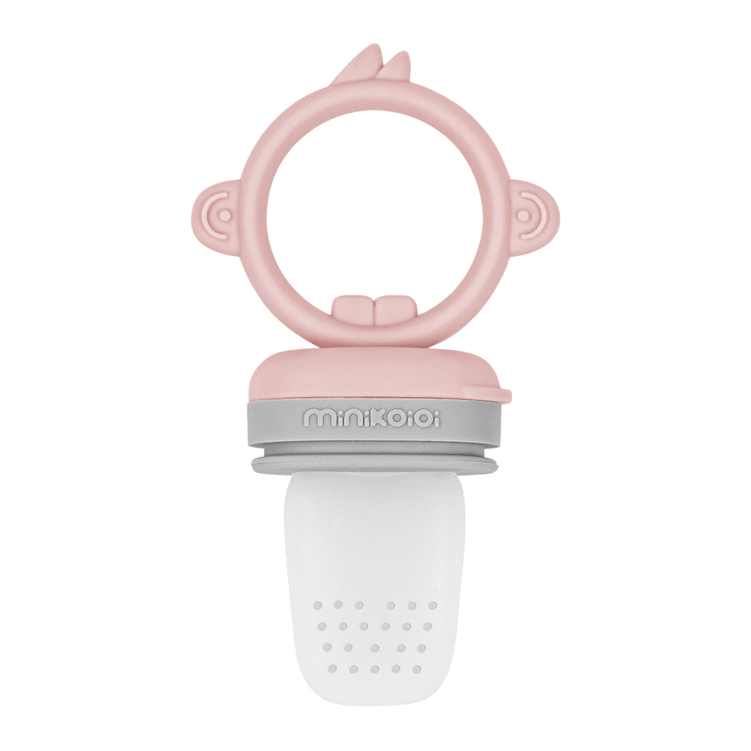 MinikOiOi Pulps Silicone Fruit & Vegetable Feeder Pacifier 6m+| Pinky Pink / Powder Gray