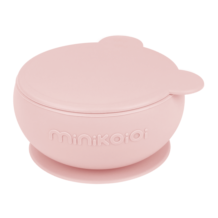 MinikOiOi Bowly Silicone Suction Bowl with Lid| Pinky Pink