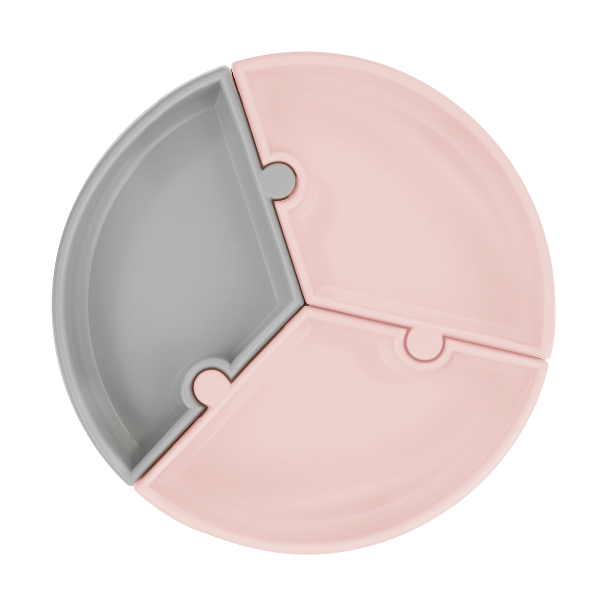 MinikOiOi Puzzle Silicone Suction Plate | Pinky Pink / Powder Gray