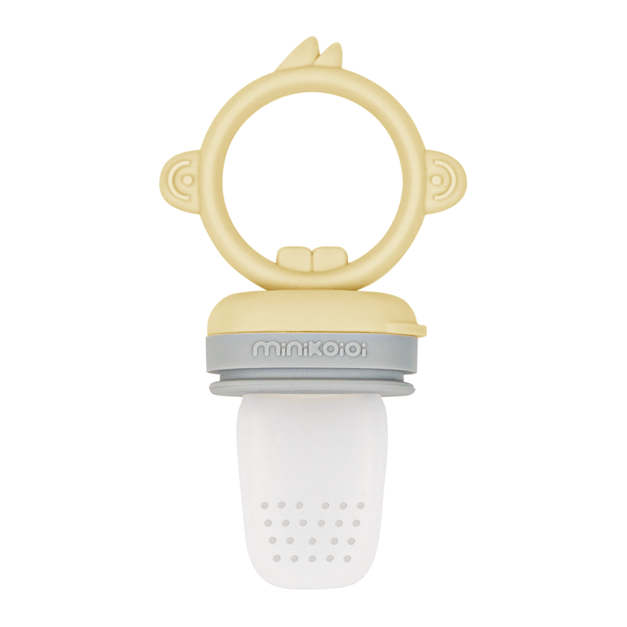 MinikOiOi Pulps Silicone Fruit & Vegetable Feeder Pacifier 6m+| Mellow Yellow Powder Gray