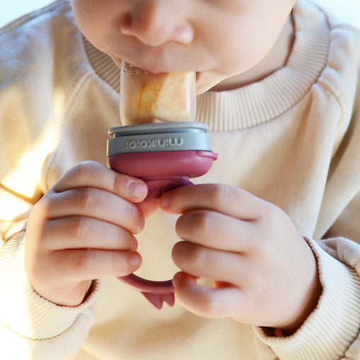MinikOiOi Pulps Silicone Fruit & Vegetable Feeder Pacifier 6m+| Bubble Beige / Powder Grey