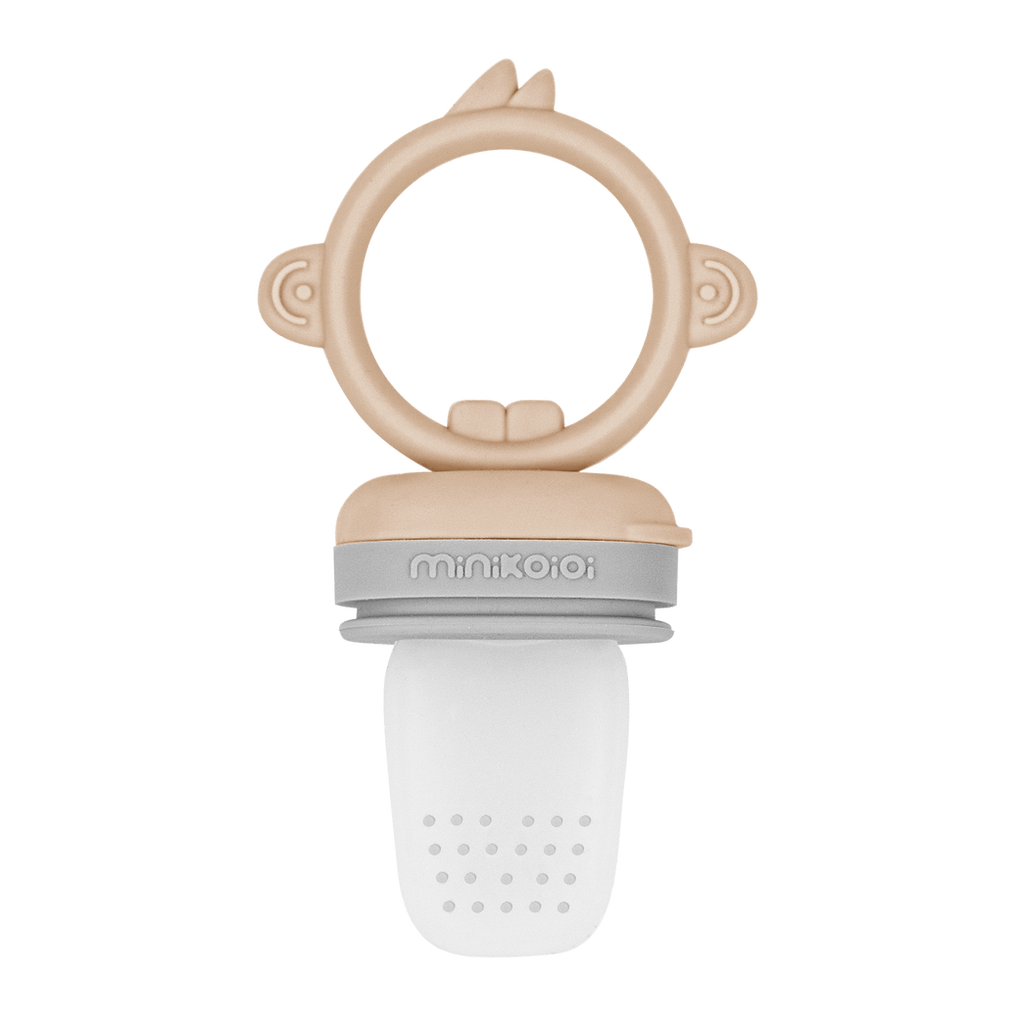 MinikOiOi Pulps Silicone Fruit & Vegetable Feeder Pacifier 6m+| Bubble Beige / Powder Grey