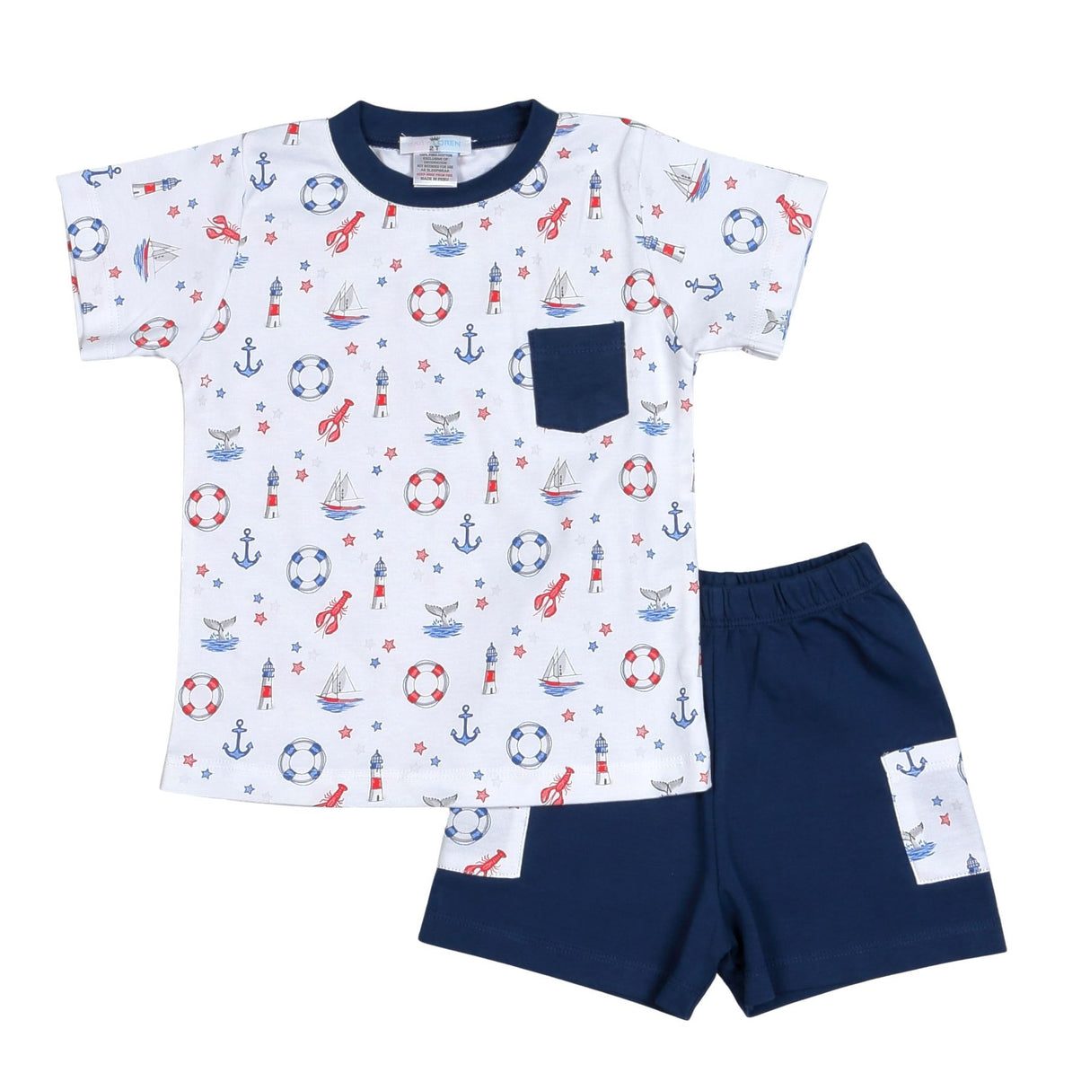 Ahoy Sailor Pima Short Set - Blue