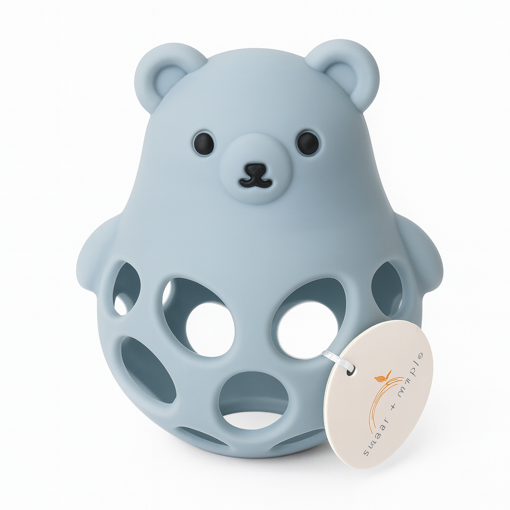 Sugar + Maple Silicone Bear Teether Ball | Blue
