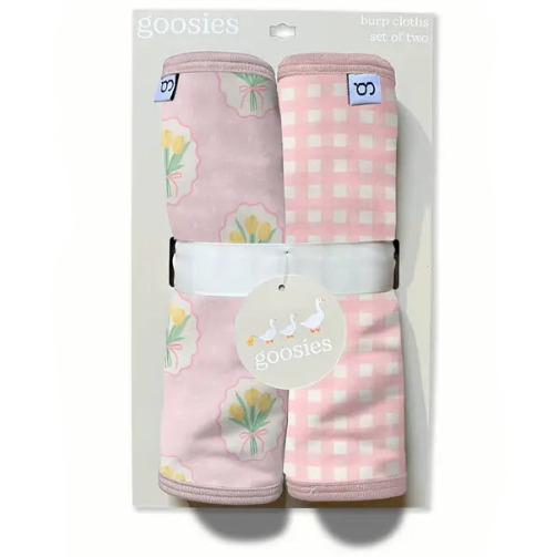 Goosies Fancy Tulips Bamboo Burp Cloths 2 Pack Set