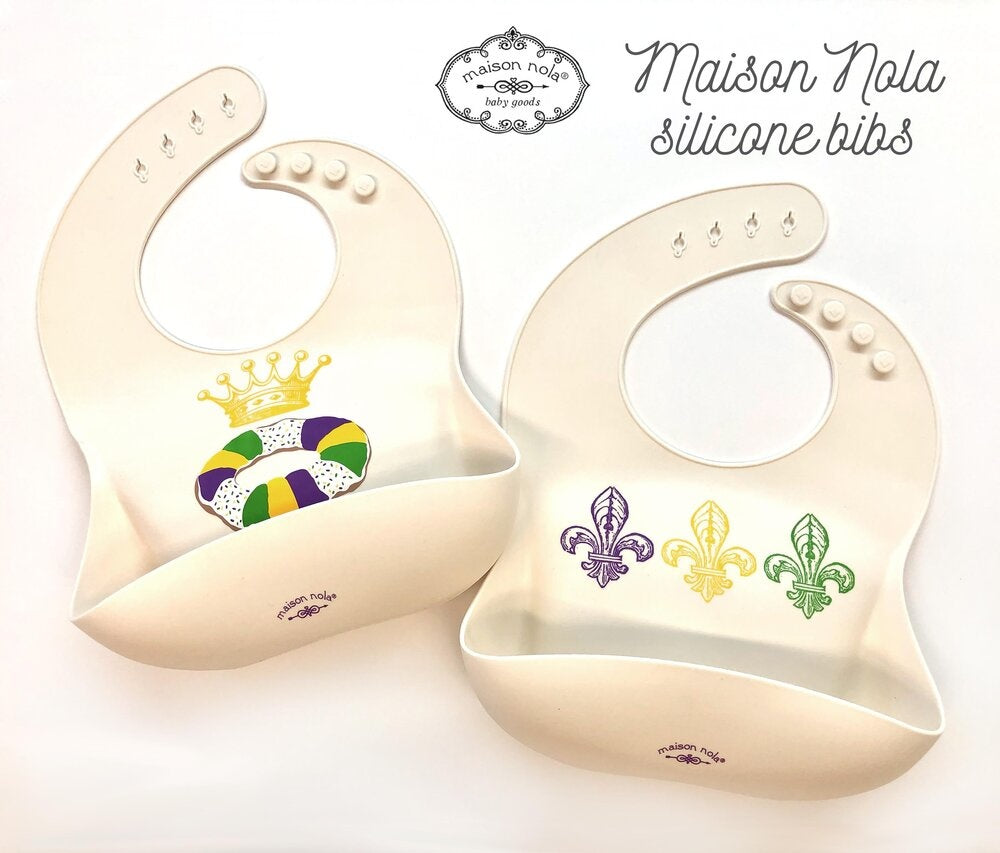 Mardi Gras Silicone Bibs - King Cake