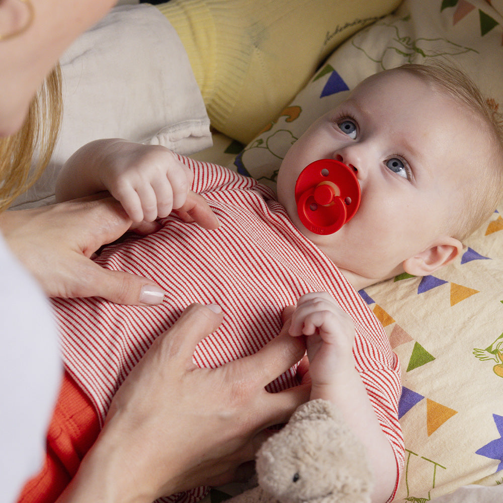 BIBS Colour Natural Rubber Round Pacifier - Single  | Candy Apple