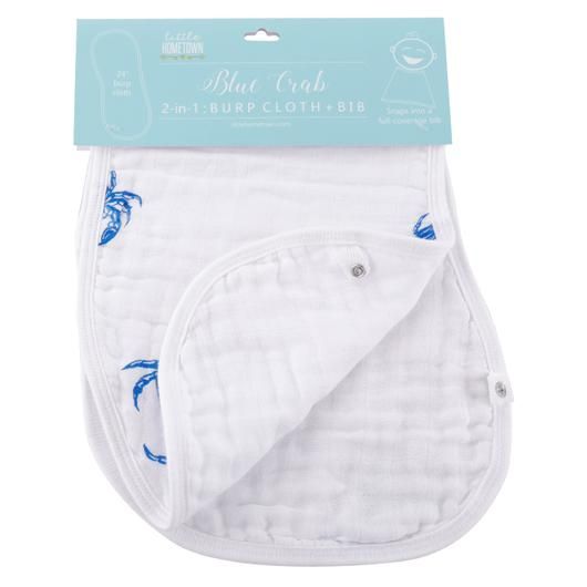 Blue Crab Bamboo 2-in-1 Burp Cloth & Bib