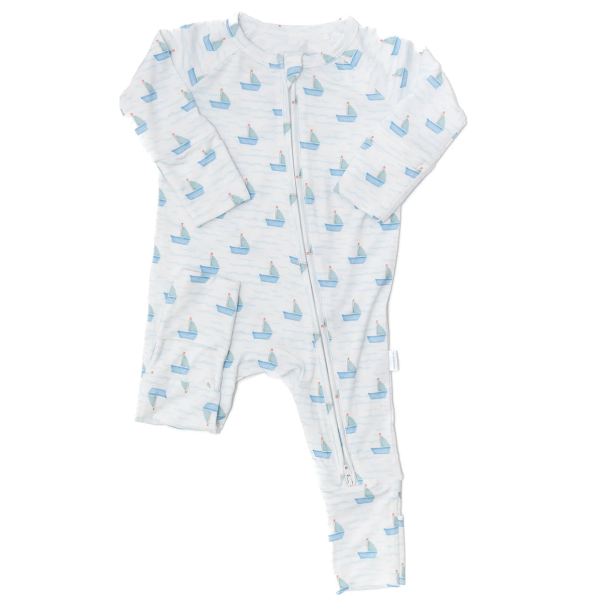 Uptown Baby Sailboat Long Sleeve Bamboo Zipper Romper