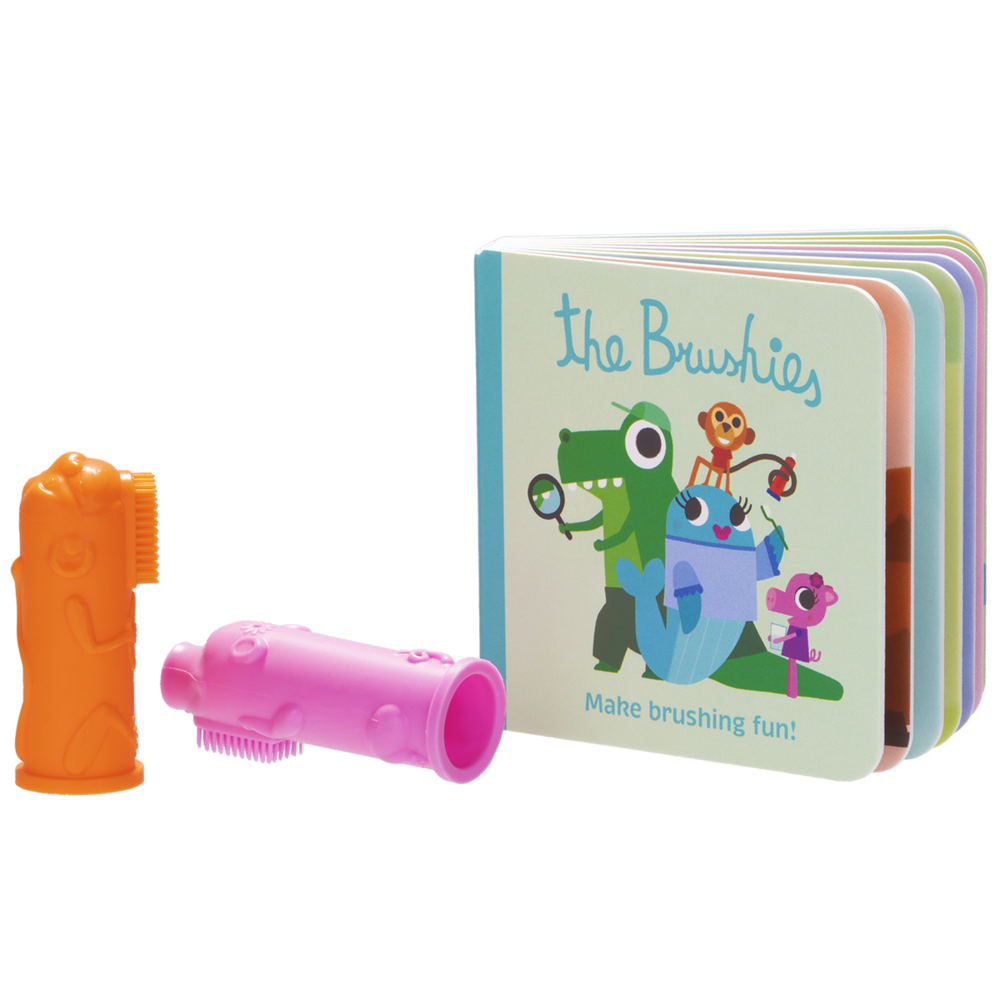 2-Pack of Brushies with Momo the Monkey & Pinkey the Pig Mini Book