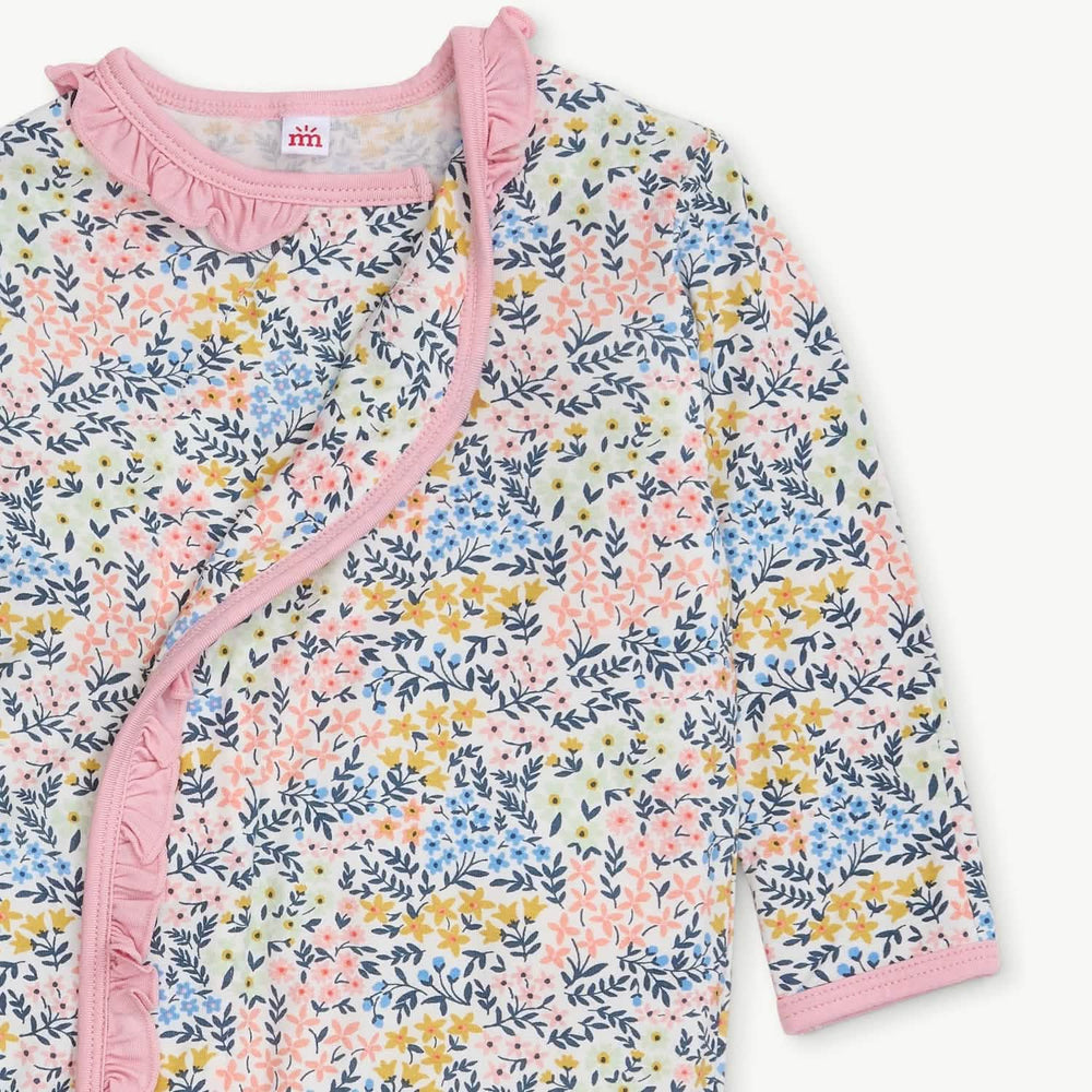 Magnetic Me Chelsea Ruffle Placket Modal Gown and Hat Set (nb-3m)