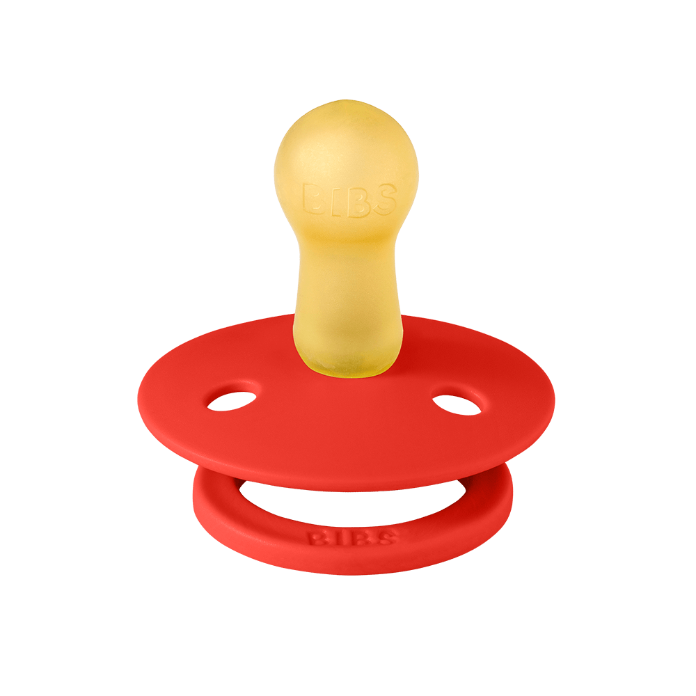 BIBS Colour Natural Rubber Round Pacifier - Single  | Candy Apple