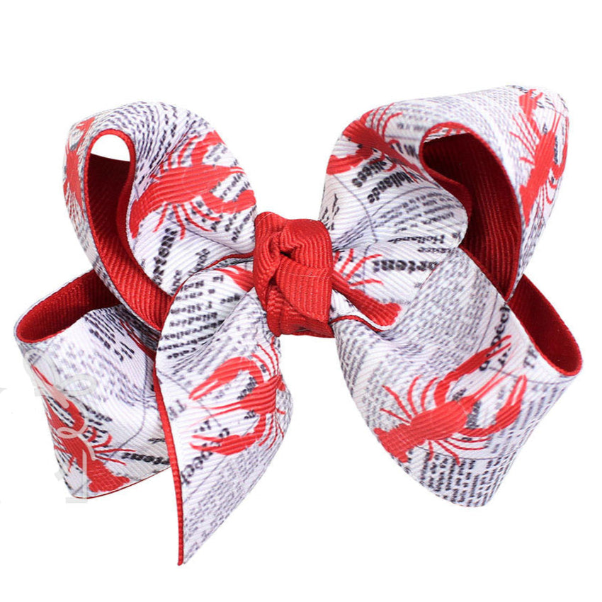Crawfish Newspaper Bow 1/4" Headband