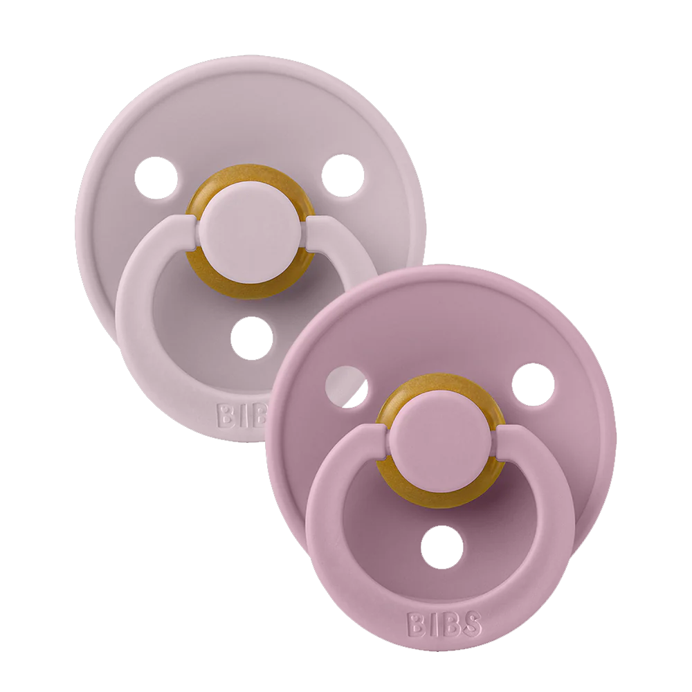 BIBS Natural Rubber Round Pacifier | 2 Pack Mixed Colors (Size 1) 0-6M |