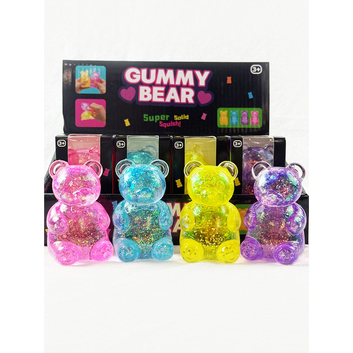 Love and Repeat Glittered Gummy Bear Squishy Toy