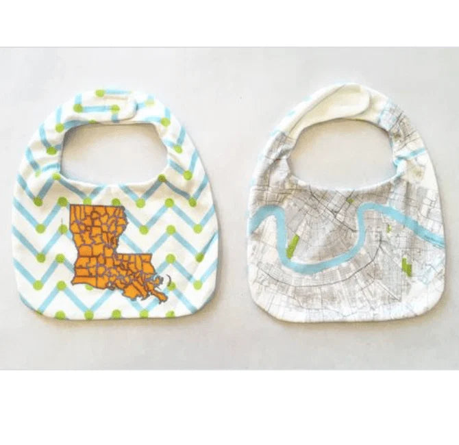 Ellen Macomber Organic NOLA Map Reversible Bib