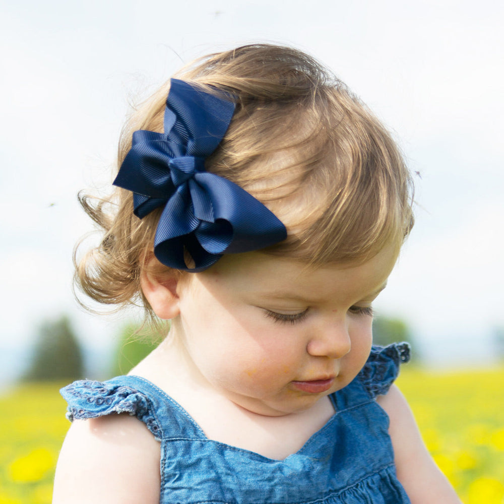 Baby Wisp Americana Grosgrain Ribbon Bow Alligator Clip Navy