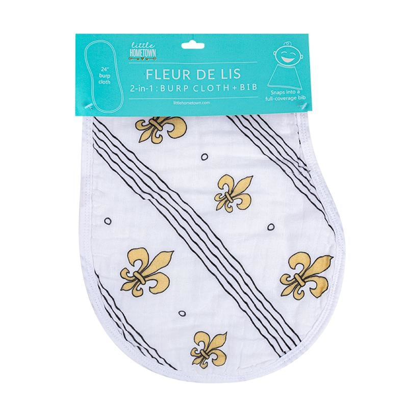 Fleur de Lis Bamboo 2-in-1 Burp Cloth & Bib
