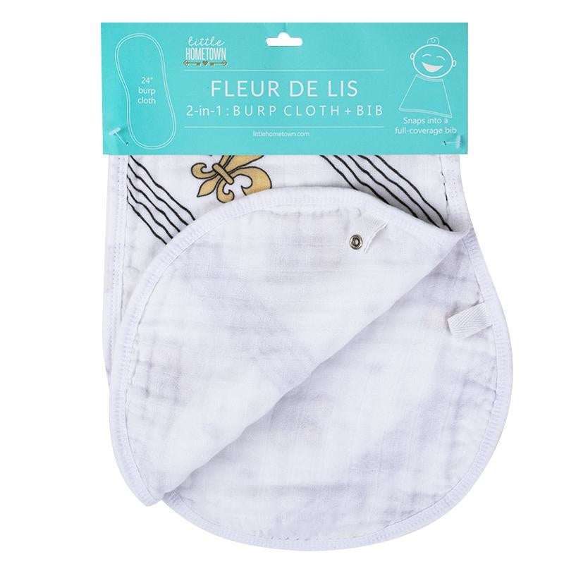 Fleur de Lis Bamboo 2-in-1 Burp Cloth & Bib