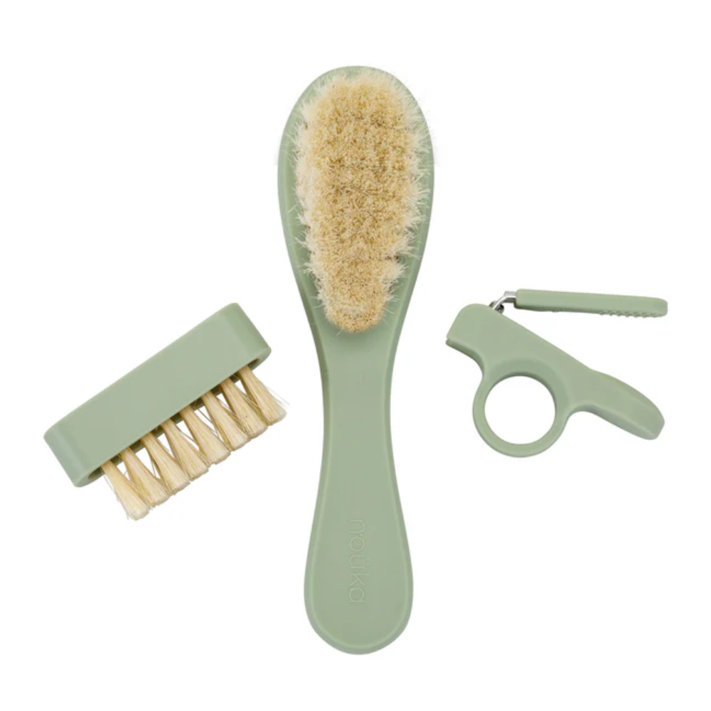 nouka 3-piece Baby Grooming Kit (hairbrush | clipper | nail brush)