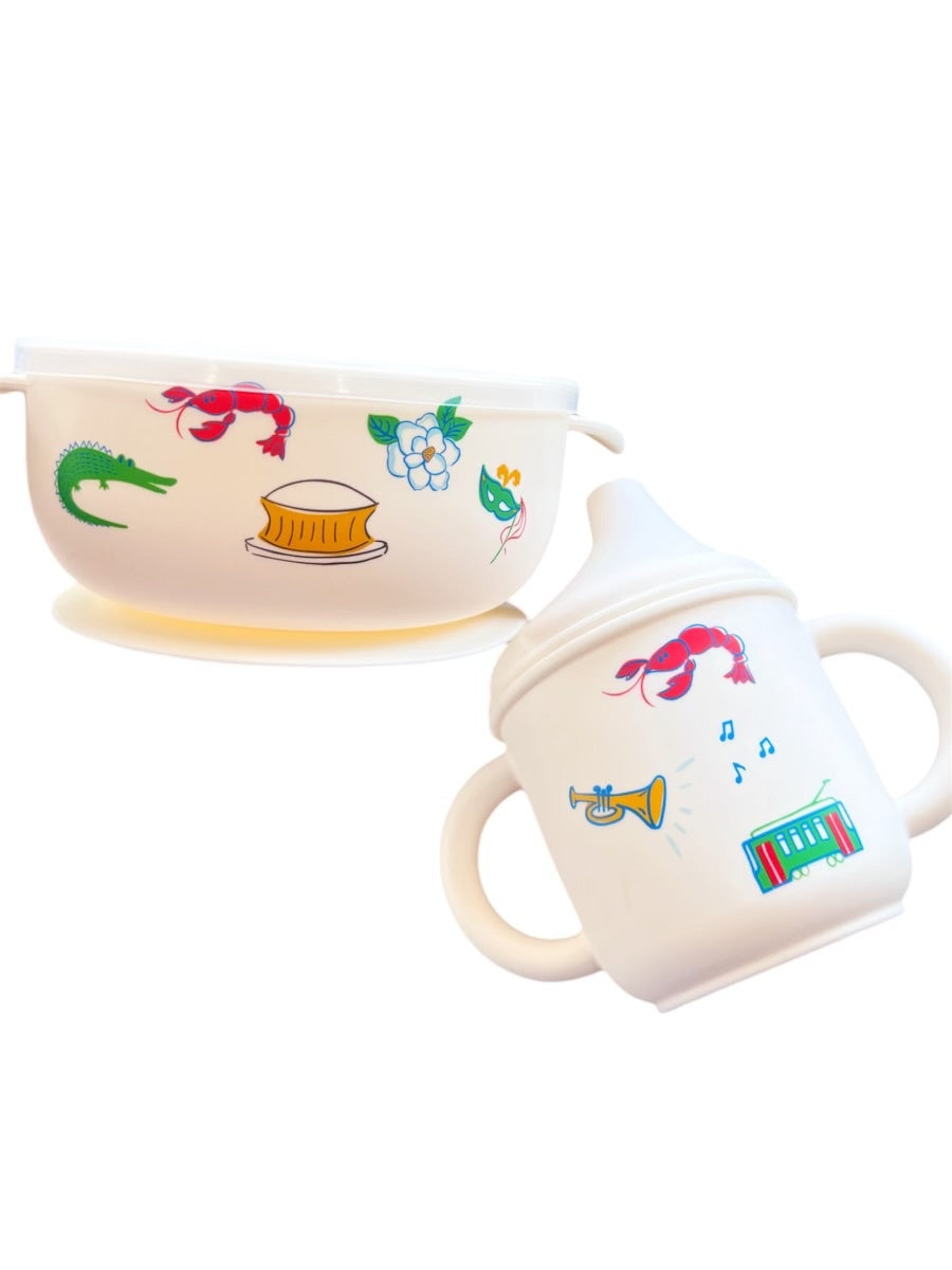 NOLA Foodie Gift Bundle | Silicone Sippy Cup | Suction Bowl