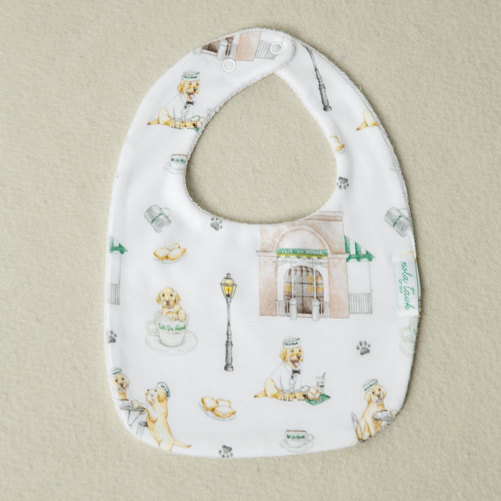 Powdered Sugar and Puppies Organic Cotton Bib