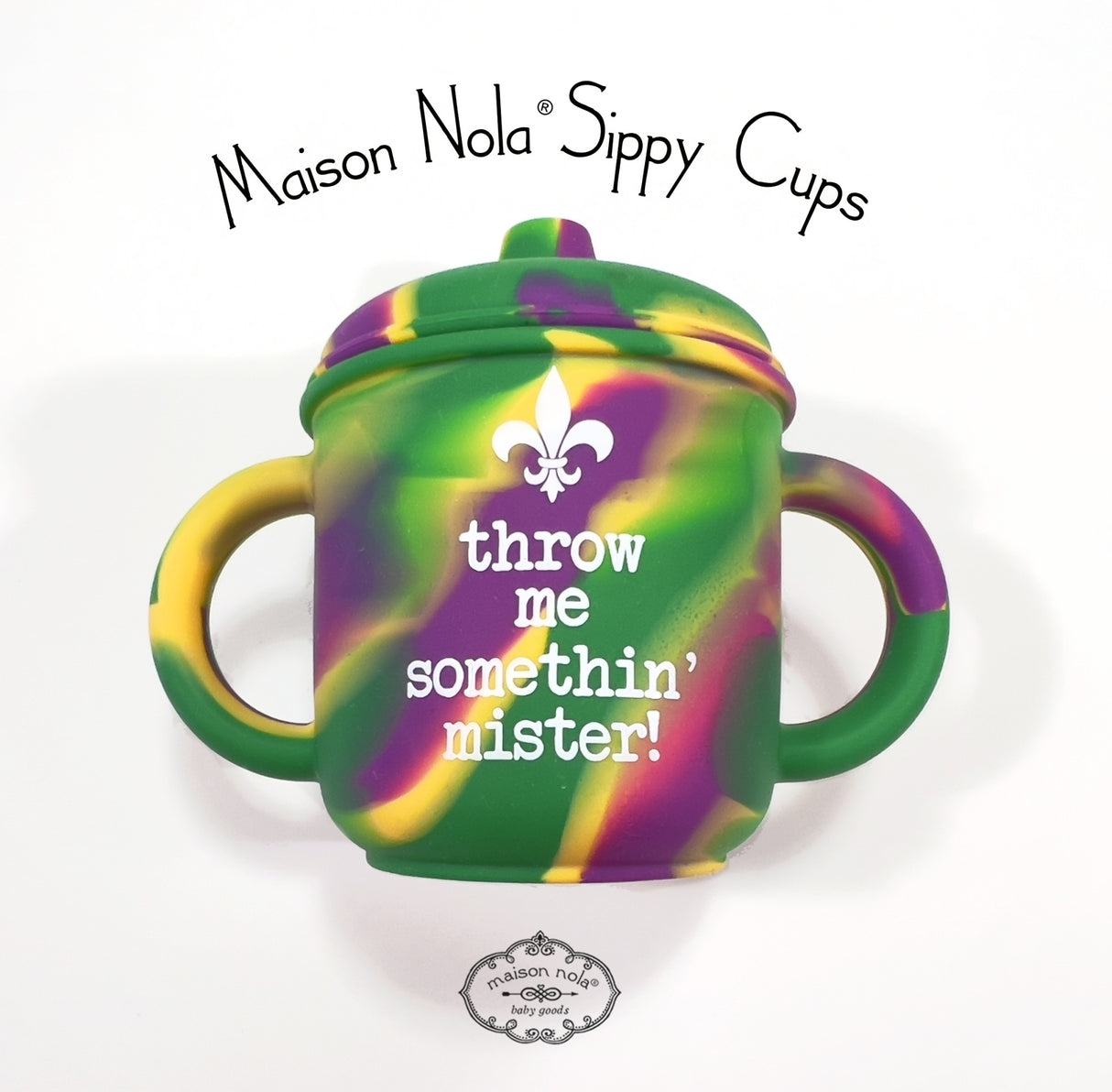 Throw Me Something Mardi Gras Baby Bundle | Sippy Cup and Bead Dog Teether