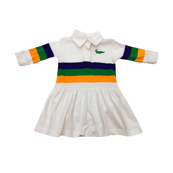 Mardi Gras Rugby Long Sleeve Drop Waist Dress