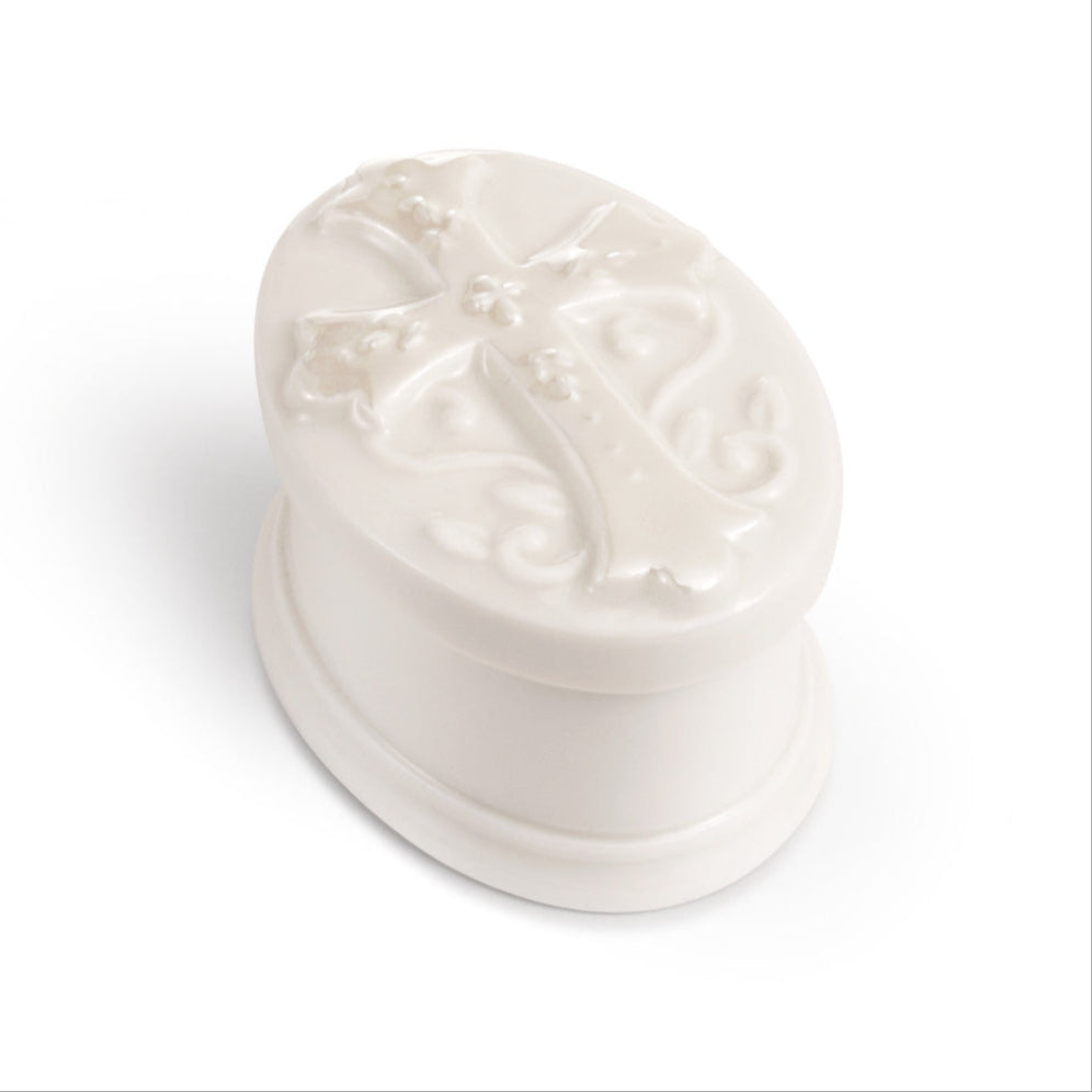 Demdaco Cherished Blessings Trinket Box and White|Silver Rosary Gift Set