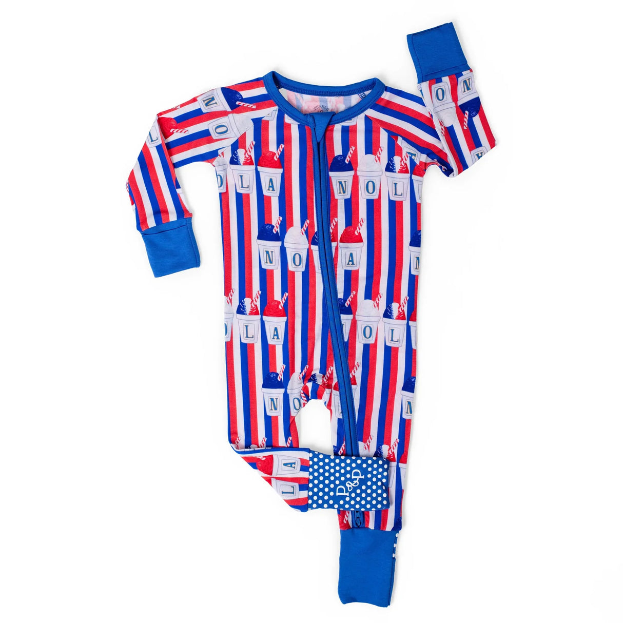 Pearls & Pelicans Red White and Snoballs Bamboo Zip Up Pajamas
