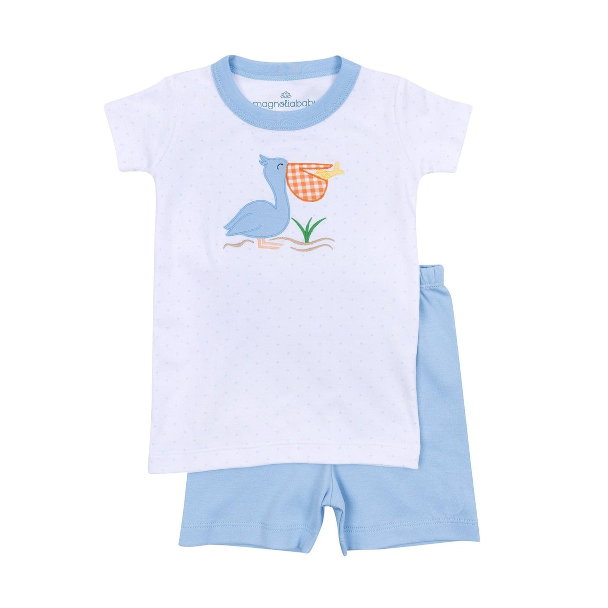 Pelican Bay Applique Pima Short Pajamas | Light Blue