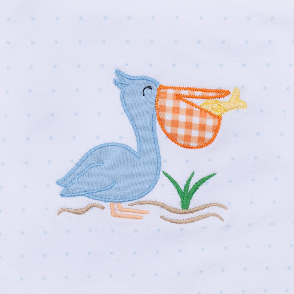 Pelican Bay Applique Pima Footie | Light Blue