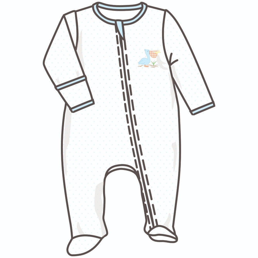 Pelican Bay Applique Pima Footie | Light Blue