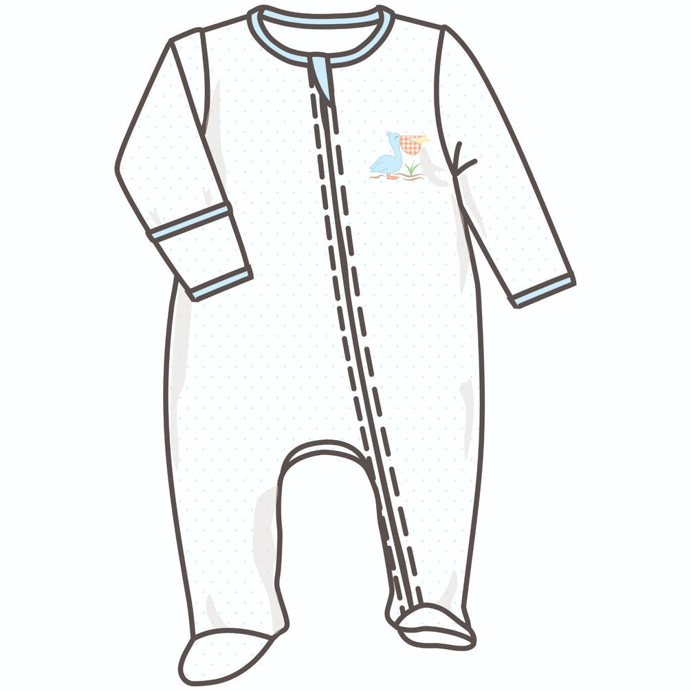 Pelican Bay Applique Pima Footie | Light Blue