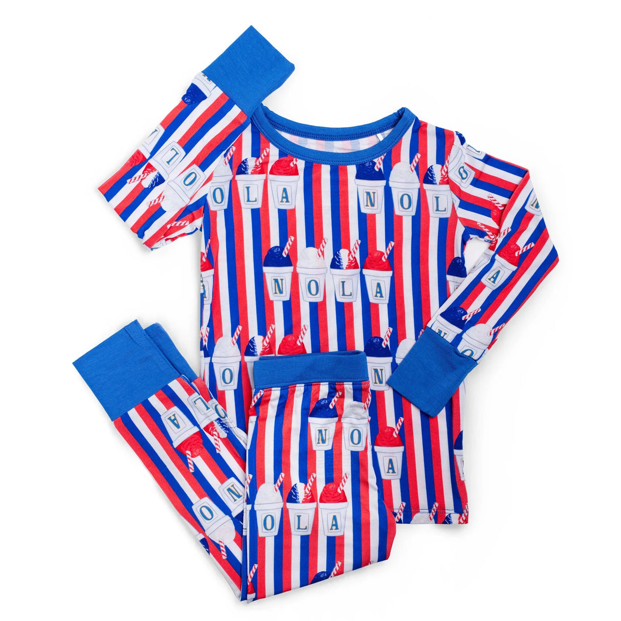 Pearls & Pelicans Red, White, and Snoballs Bamboo Long Sleeve Two-Piece Pajamas