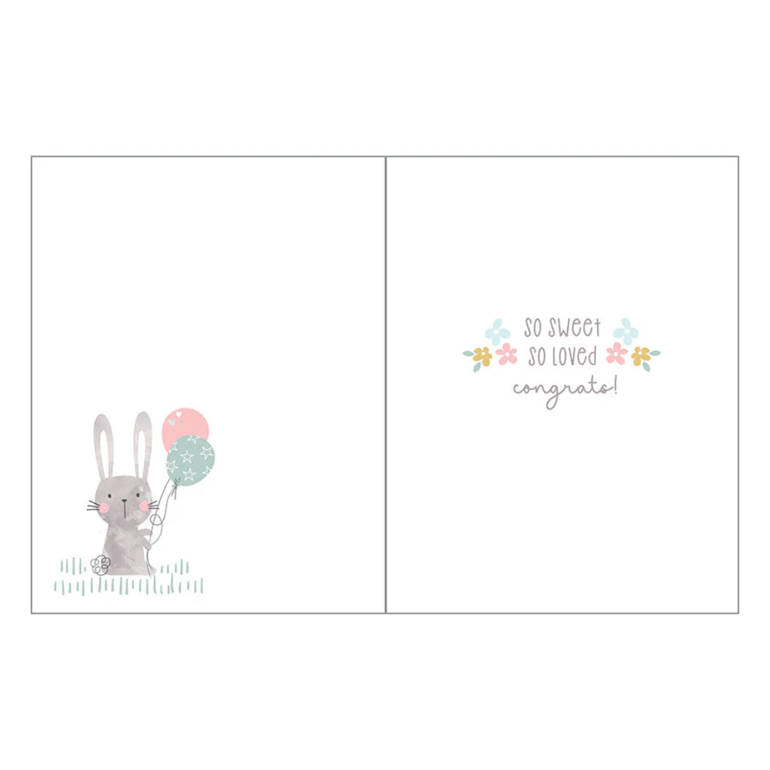 Baby Greeting Card | Bunny & Balloons