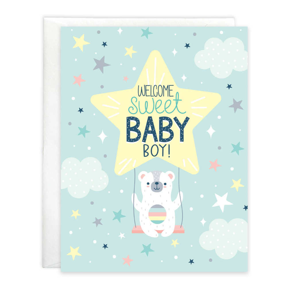 Baby Greeting Card | Bear on Swing