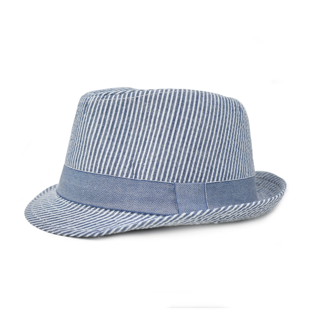 Fedora Club Hat UPF 50+ | Chambray Stripe Seersucker