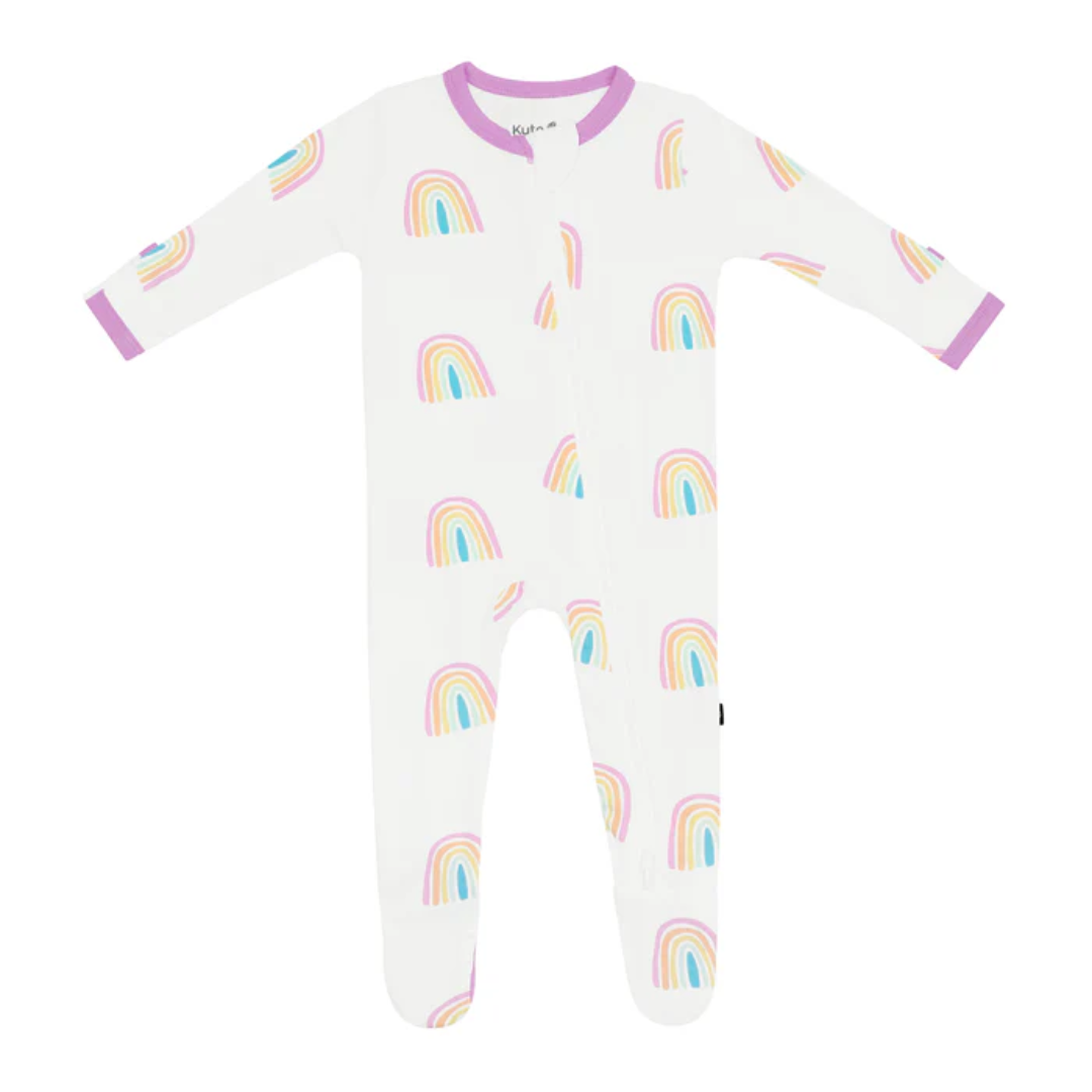Kyte Bamboo Zippered Footie | Poi Rainbow