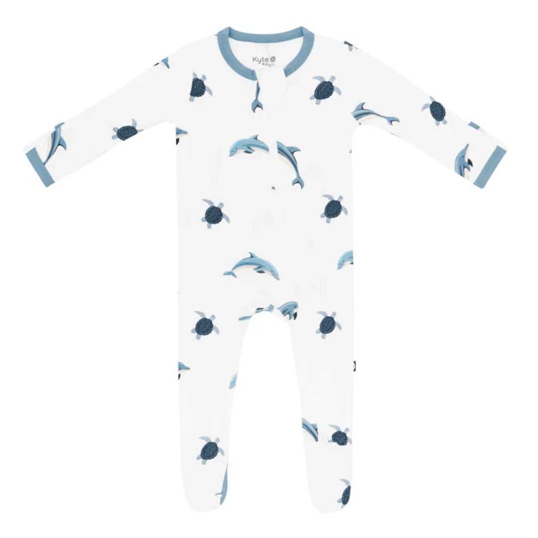 Kyte Bamboo Zippered Footie | Dolphin