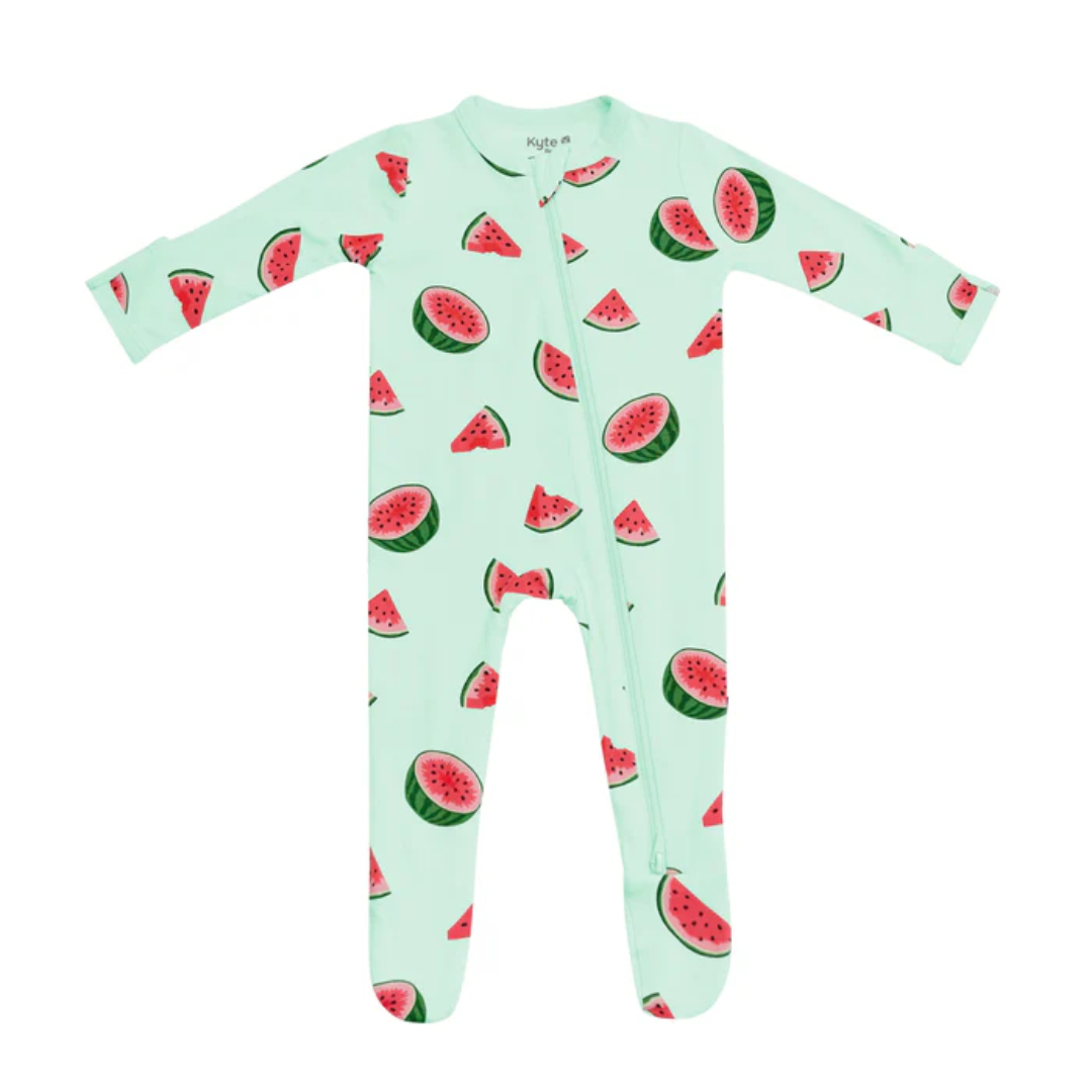 Kyte Bamboo Zippered Footie | Watermelon