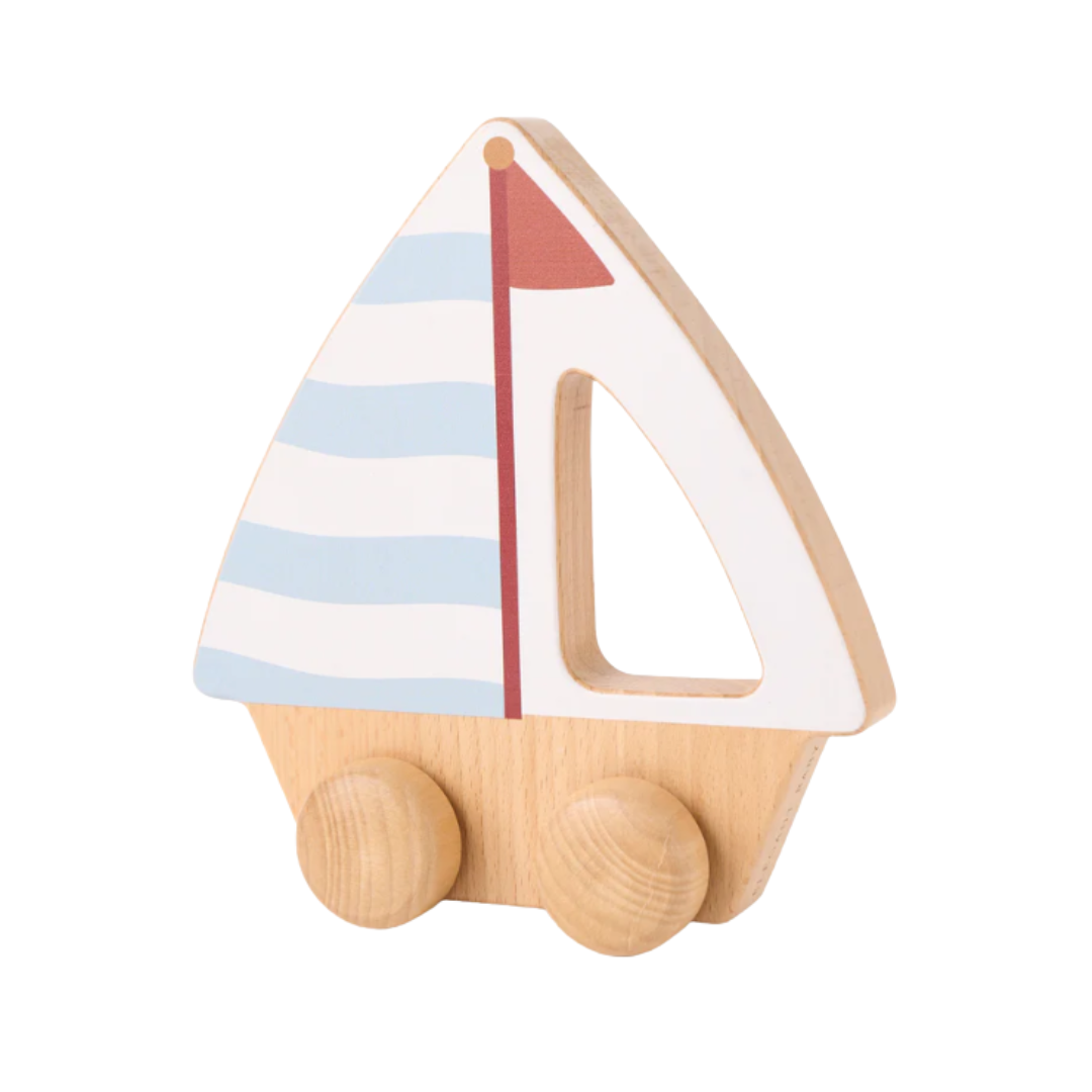 Elegant Baby Wooden Push Sail Boat Heirloom Toy