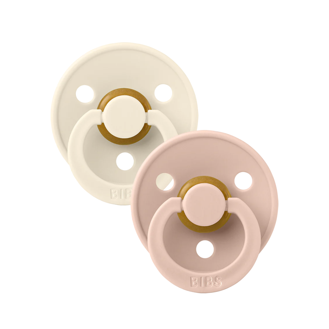 BIBS Original Natural Rubber Round Pacifier (2 Pack) | Ivory Blush