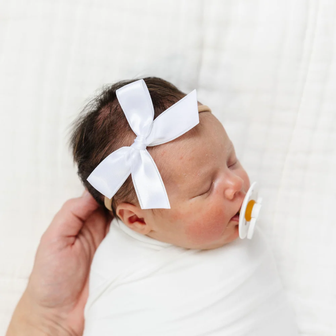 Satin Bow - Cream Headband