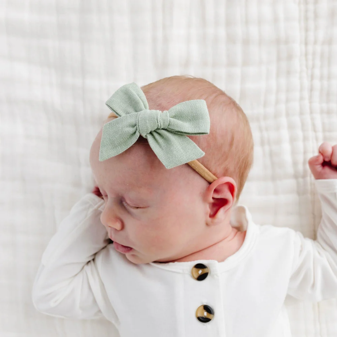 Lou Lou and Company Linen Bow - Sage Headband