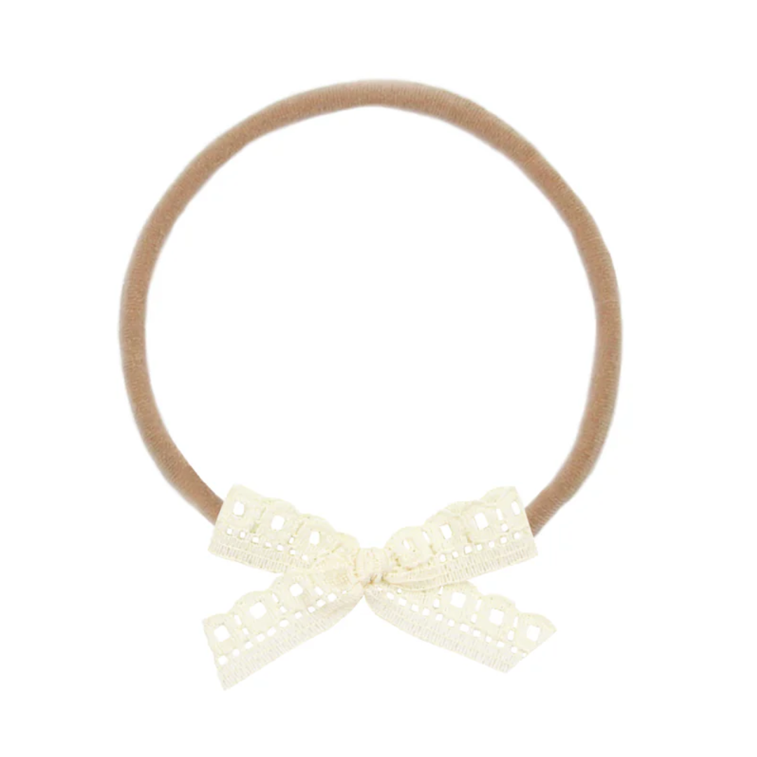 Lou Lou and Company Lace Bow - Mini Cream Headband
