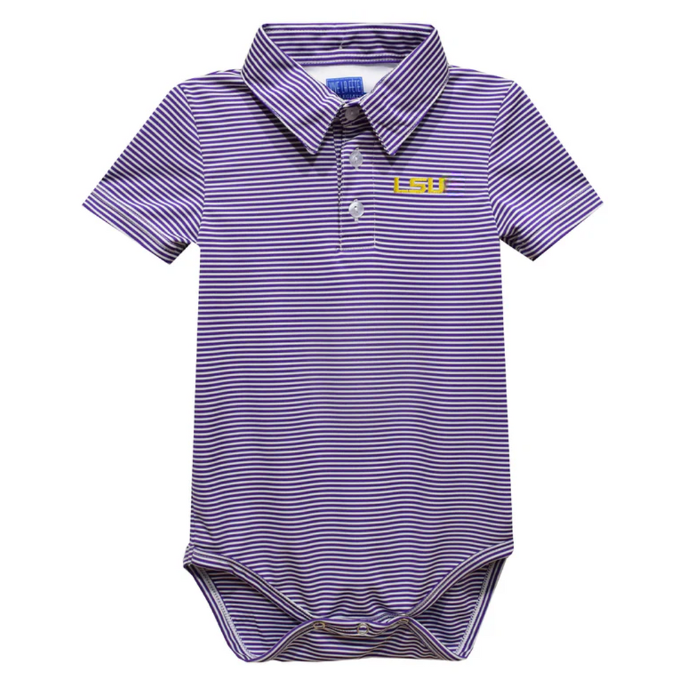 Stripe Polo Onesie | LSU Tigers
